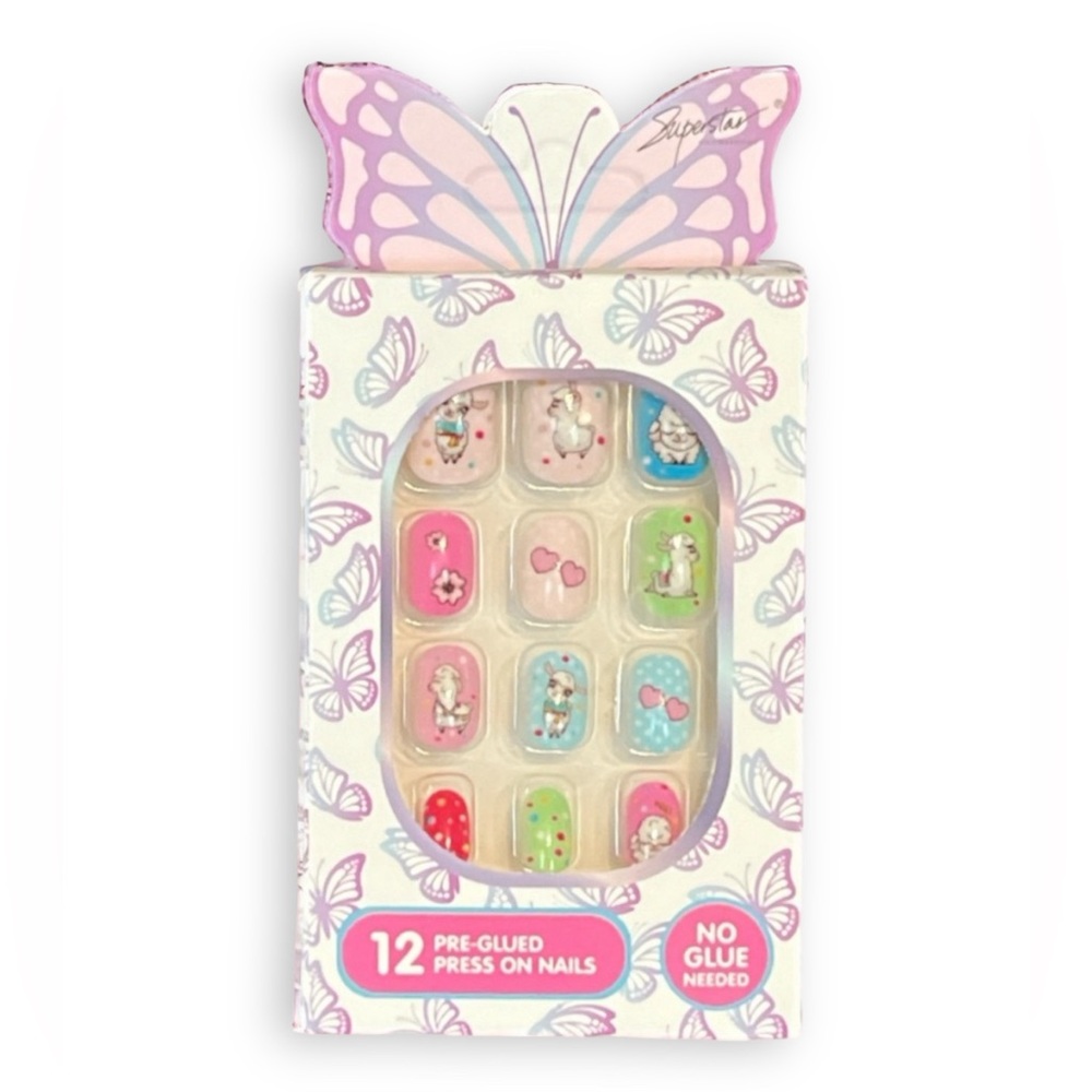 Kids Pre-Glued Nails in Pink Lamb designs by Superstar